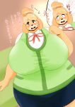  alternate_version_at_source animal_crossing anthro atherbirochi big_breasts blonde_hair blush bodily_fluids bottomwear breasts canid canine canis clothed clothing crying curvy_figure dialogue domestic_dog eyebrow_through_hair eyebrows female fingers fur hair huge_breasts isabelle_(animal_crossing) japanese_text looking_at_viewer mammal nintendo obese obese_anthro obese_female open_mouth overweight overweight_anthro overweight_female shih_tzu skirt standing tears text toy_dog translation_request translucent translucent_hair video_games voluptuous wide_hips yellow_body yellow_fur 