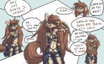  anthro apogee_(tinygaypirate) arm_tuft big_hair black_nose bra breasts brown_body brown_eyes brown_fur brown_hair canid canine canis cheek_tuft clothing cowlick crossed_arms curled_tail dialogue domestic_dog ear_piercing english_text eyelashes facial_markings facial_piercing facial_tuft female floppy_ears fur furgonomics furry-specific_piercing gauged_ear hair hand_behind_back head_markings hi_res long_hair looking_aside looking_at_viewer mammal markings messy_hair muzzle_piercing navel nose_piercing open_mouth panties piercing pose raised_arm smile solo speech_bubble spitz standing text thigh_gap tinygaypirate tuft underwear 