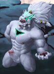  absurd_res anthro balls erection felid genitals hi_res humanoid humanoid_genitalia humanoid_penis indy_newton2305 league_of_legends lion male mammal muscular muscular_male nipples pantherine pecs penis rengar_(lol) riot_games solo tongue tongue_out vein veiny_penis video_games 