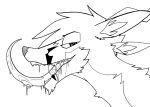  alien anthro antlers bodily_fluids cervid cervine excessive_saliva horn hybrid long_tongue looking_at_viewer male mammal monochrome open_mouth red_(topazknight) saliva saliva_on_tongue saliva_string solo tongue topazknight trypophobia 