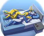  anthro bed bedding bedding_background bedroom bedroom_setting big_ears blue_body canid canine cuddling digital_drawing_(artwork) digital_media_(artwork) duo embrace embracing embracing_another feliks fennec fox fur furniture hug love loving_embrace male male/male mammal morso narusewolf neck_tuft nude nuzzling pawpads paws resting resting_on_partner sleeping tail_tuft thee tuft yellow_body yellow_fur 