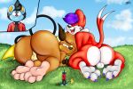  absurd_res anthro balls barefoot ben_(benjipaws) benjipaws bodily_fluids buizel butt chriso_(iamdachriso) feet felid feline field genitals grin group hi_res lion lutrine luxio macro male male/male mammal mouse murid murine mustelid nintendo pantherine paws pok&eacute;mon pok&eacute;mon_(species) raichu raised_tail rodent smile soles stormer_swiftpaws_(character) sweat toes video_games 