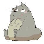  2021 anthro belly black_nose blush gayousi7 ghibli grey_body hi_res kemono my_neighbor_totoro overweight simple_background sitting solo tongue tongue_out totoro white_background 