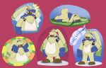  angoramon anthro bandai_namco belt clothing digimon digimon_(species) fluffy fur gloves hair_over_eyes handwear lagomorph leporid long_ears male mammal multiple_images neck_tuft rabbit scarf shaved sleeping solo tanean tuft yellow_body yellow_fur 