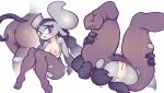  anthro anus blush bovid breasts butt bǐnggān clothing digital_media_(artwork) diives embarrassed feet female genitals hair hi_res horn legwear looking_at_viewer mammal multiple_poses nipples nude paws pose simple_background solo sverhnovapony temple tights torn_clothing white_background xingzuo_temple 