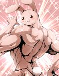  2017 5_fingers anthro biped butt_pose fingers lagomorph leporid looking_at_viewer mammal muscular muscular_anthro pose rabbit rear_view seyumei simple_background 