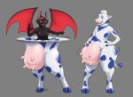  absurd_res anthro badroy bound chiropteran encasement gender_transformation hi_res lactaid lactaid_cow mammal mascot mtf_transformation solo stetzka teats transformation transformation_ring udders 