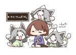  canid canine clothed clothing felid feline group hair human mammal open_mouth protagonist_(undertale) rikuo_(artist) simple_background tem temmie_(undertale) text topwear undertale undertale_(series) video_games white_background white_body 