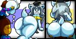  anthro anus breasts butt canid canine clothed clothing facesitting felid feline female fur hair hi_res human iclankeri mammal protagonist_(undertale) simple_background sniffing solo tem temmie_(undertale) text topwear undertale undertale_(series) video_games white_body white_fur young 