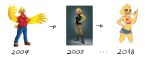  2018 anthro avian big_breasts bird blue_eyes bra breasts clothing colored continente date dessert evolution female food fur hi_res ice_cream leopoldina navel number plantpenetrator short_jeans sketch solo text underwear yellow_body yellow_fur 