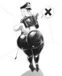  2018 anthro big_butt black_and_white butt clothing compression_artifacts digital_drawing_(artwork) digital_media_(artwork) domestic_cat dominatrix felid feline felis female full-length_portrait gesture greyscale hat headgear headwear hi_res lilly_(vimhomeless) looking_at_viewer looking_back looking_back_at_viewer looking_down looking_down_at_viewer low-angle_view mammal midriff monochrome portrait raised_tail rear_view riding_crop rubber rubber_clothing shaded simple_background sketch sketch_background smile solo thick_thighs unavailable_at_source v_sign vimhomeless whip 