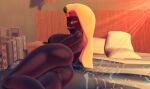  2021 absurd_res aeridiccore alien alien_humanoid bed big_breasts big_butt black_body black_skin breasts butt duck_dodgers female furniture genitals hair hi_res humanoid inside mmd nude pinup pose pussy queen_tyr&#039;ahnee sexy_eyes solo sunset warner_brothers white_hair 