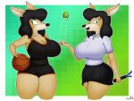  4:3 absurd_res anthro ball basketball_(ball) basketball_uniform cervid clothing desiree_(xmetalhusky) female hair hi_res mammal solo sportswear tennis_ball tennis_racket uniform xmetalhusky 