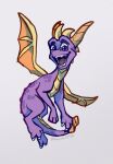  2021 activision claws digital_media_(artwork) dragon feral hi_res horn icelectricspyro male membrane_(anatomy) membranous_wings open_mouth purple_eyes scales scalie simple_background smile solo spines spyro spyro_the_dragon teeth tongue video_games western_dragon white_background wings 
