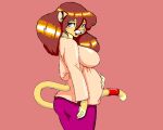  2014 5:4 anthro belly big_breasts blue_eyes blush bottomwear breasts brown_hair clothed clothing danellz dress felid female hair hand_on_stomach jewelry kathy_(danellz) lion mammal pantherine pregnant ring side_view skirt solo tail_jewelry tail_ring 