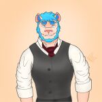  1:1 anthro chase_shinien clothed clothing facial_hair felid hi_res lion looking_at_viewer male mammal pantherine simple_background smile solo 