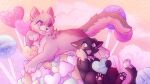  &lt;3 &lt;3_eyes 16:9 2020 4_fingers 4_toes ambiguous_gender ashfur_(warriors) black_body black_fur blush candy candy_hearts cloud collar dessert detailed_background digital_drawing_(artwork) digital_media_(artwork) dipstick_tail domestic_cat duo english_text feet felid feline felis fingers food froste fur hi_res hindpaw jewelry lollipop mammal markings multicolored_tail nude one_eye_closed pawpads paws pink_eyes pink_pawpads scourge_(warriors) spiked_collar spikes tail_markings text toes tongue tongue_out warriors_(cats) widescreen wink 