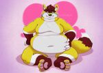  anthro canid canine canis duo featureless_crotch fox fusion hybrid male male/male mammal merging nude obese overweight pawpads plantigrade sitting the-b3ing wolf 