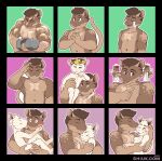  2021 absurd_res anthro ben_(shiuk) biceps blush bodily_fluids buckteeth carrying closed_mouth crown crying duo embrace exercise eyes_closed gambian_pouched_rat gesture group hands_together hi_res hug male male/male mammal murid muscular muscular_anthro on_shoulder one_eye_closed pointing rodent shiuk size_difference solo sweat tears teeth text trio url whiskers 