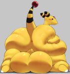  ampharos anthro anus balls bent_over big_balls big_butt blush bubble_butt butt embarrassed genitals hand_on_butt hi_res huge_balls huge_butt looking_at_viewer looking_back male nintendo nude pok&eacute;mon pok&eacute;mon_(species) presenting presenting_hindquarters raised_tail rear_view silicon_chub solo thick_thighs video_games yellow_body 
