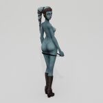  1:1 aayla_secura alien alien_humanoid blue_body blue_skin breasts brown_eyes butt clothing curvaceous curvy_figure female habariart humanoid looking_at_viewer looking_back nipples nude panties sitting solo standing star_wars twi&#039;lek underwear undressing voluptuous 