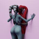  1:1 aayla_secura alien alien_humanoid anus blue_body blue_skin breasts butt curvaceous curvy_figure darth_talon duo embrace female female/female genitals habariart humanoid kissing nude pussy red_body red_skin star_wars tattoo twi&#039;lek voluptuous 