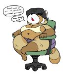  2021 aggressive_retsuko ailurid anthro belly big_belly big_breasts breasts chair chubby_female clothed clothing dorkass english_text female fur furniture hi_res mammal mature_anthro mature_female navel obese obese_anthro obese_female office_chair open_mouth overweight overweight_anthro overweight_female panties pudgy_belly red_panda retsuko&#039;s_mother sanrio short_stack simple_background sitting solo tan_body tan_fur text thick_thighs underwear virtual_reality vr_headset white_background white_body white_fur 