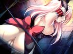  1girl ass bdsm blush bondage bound breasts censored choukou_sennin_haruka collar game_cg pink_hair pussy ribbon shihoudou_narika solo tied tied_up whipping 