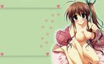  akane-iro_ni_somaru_saka blush breasts chocolate highres large_breasts long_hair nagase_minato nude ponytail ribbon side_ponytail solo third-party_edit valentine wallpaper 