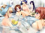  ashikaga_haneru barefoot bath black_hair blonde_hair blue_eyes blue_hair blue_towel blush breasts brown_hair brown_towel censored convenient_arm convenient_leg game_cg ginta green_eyes hair_up haruse_uta legs long_hair medium_breasts miyama_ai mosaic_censoring multiple_girls nanjouji_yumeji nipples nude pink_hair purple_eyes rubber_duck saotome_tsukasa short_hair sitting small_breasts soaking_feet sugar+spice! towel towel_on_head water yellow_eyes 