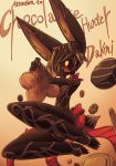  2018 anthro big_ears candy canid canine chocolate dakini_(flower_knight_dakini) digital_media_(artwork) female flower_knight_dakini food fox fur hair holidays inner_ear_fluff long_ears looking_at_viewer mammal nude sho_shibamoto simple_background smile solo 