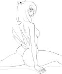  2017 5_fingers anthro avian beak bird breasts butt feathers featureless_breasts female fingers flexible girokett greyscale hair hi_res looking_at_viewer monochrome nude owl piru_(girokett) side_boob simple_background sketch solo splits spread_legs spreading tail_feathers white_background 