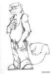  2001 anthro biped bottomwear circles_(comic) clothed clothing elbow_tuft fluffy fluffy_tail footwear front_view full-length_portrait fully_clothed greyscale hand_on_chest hand_on_hip head_tuft k-9 long_tail low_res male mammal martin_miller mephitid monochrome pants portrait shirt shoes shoulder_tuft sketch skunk slightly_chubby slightly_chubby_anthro slightly_chubby_male solo standing tank_top topwear traditional_media_(artwork) tuft 