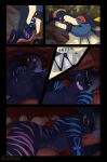  anthro blue_body blue_fur bodily_fluids dakota_(tartii) dragon duo felid female feral fur fur_markings grimace hi_res looking_surprised mammal markings mouth_shot nummynumz onomatopoeia open_mouth saliva scared sound_effects swallowing teeth text tongue tongue_out vore 