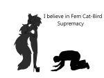  anthro cat-bird duo hachi_vestra high_heels human male male/male mammal meme monochrome 