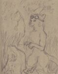  absurd_res anthro biped bryce_daeless countershading eyewear eyewear_on_head goggles goggles_on_head grass hi_res lutrine male mammal mustelid paws plant ruhmjolf smile 
