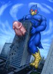  absurd_res anthro apocalyptusart apohorse avian balls big_balls big_penis bird blue_body bodily_fluids building building_penetration building_sex city destruction erection falco_lombardi genital_fluids genitals hi_res huge_balls huge_penis humanoid_genitalia humanoid_penis hyper hyper_balls hyper_genitalia hyper_penis macro male nintendo penetration penis precum solo star_fox video_games 