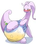  ambiguous_gender anthro blush bodily_fluids butt diaper embarrassed genital_fluids goodra hi_res milklemon5127 nintendo padded padding peeing pok&eacute;mon pok&eacute;mon_(species) soggy_diaper solo urine video_games wet wet_diaper wetting wetting_diaper white_diaper 