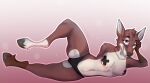  anthro breasts brown_body cervid clothing countershading female gingerthelynx heather_darby hi_res hooves lying mammal nipple_covers on_side panties purple_eyes tan_body underwear 