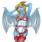  1:1 alpha_channel anthro blue_body breasts challenge chrystal(dragoness) chrystaldraw clothed clothing collar dragon drawing drawing_tablet female hair hi_res horn lace meme partially_clothed pupils reptile scales scalie shirt_cut_meme slit_pupils smile solo under_boob white_body wings 