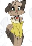  &lt;3 2021 anthro bottomless cali_(reign-2004) canid canine canis clothed clothing digital_media_(artwork) domestic_dog fur green_eyes mammal reign-2004 simple_background smile solo 