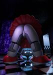  2021 all_fours animatronic baby_(fnafsl) bent_over blue_eyes clothing clown female five_nights_at_freddy&#039;s genitals hi_res humanoid machine presenting presenting_pussy pussy red_clothing robot sister_location solo unknown_artist video_games white_body 