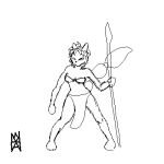  1:1 animated anthro black_and_white bottomwear canid canine clothing female fox krystal loincloth looking_aside loop low_res mammal monochrome nahadon nintendo raised_tail short_playtime solo staff star_fox tail_motion unfinished video_games 
