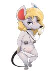  2021 animal_crossing anthro blonde_hair breasts cleft_of_venus clothing eyewear female fur genitals glasses hair hi_res honeymono looking_at_viewer mammal mouse multi_nipple murid murine nintendo nipples nude petri_(animal_crossing) pussy rodent simple_background slightly_chubby solo video_games 