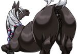  2017 anatomically_correct anatomically_correct_anus anatomically_correct_genitalia anatomically_correct_pussy animal_genitalia animal_pussy anus black_anus black_body black_fur black_pussy butt equid equine equine_anus equine_pussy female feral fur genitals hi_res horse looking_at_viewer looking_back mammal mane nakagami_takashi presenting presenting_anus presenting_hindquarters presenting_pussy pussy raised_tail silver_mane simple_background solo 