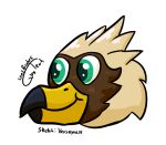  alpha_channel avian beak brown_body countershading facial_markings feathered_crest feathers female green_eyes gryphon gyrotech head_crest head_markings markings mask_(marking) mythological_avian mythology portrait serilde solo venseyness 
