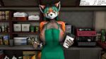  16:9 2021 3d_(artwork) ailurid anthro apron big_breasts black_hair bottle box breasts cafeteria clothing coffee_cup coffee_machine coffee_shop container cup digital_media_(artwork) fan_character female food fur furniture glass green_hair grey_body grey_fur grey_tail hair looking_at_viewer luciamaribela makeup mammal multicolored_body multicolored_fur multicolored_hair multicolored_tail nipples orange_body orange_fur orange_tail pencil_(object) red_panda shelf signature smile solo starbucks text tin_can vega_(artica) white_body white_fur widescreen yellow_eyes yellow_tail 