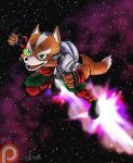  anthro boots clothing flying footwear fox_mccloud gloves handwear headgear john_fell male nintendo rocket_boots solo space star_fox video_games 