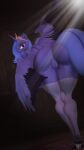  3d_(artwork) 4k 9:16 absurd_res anthro anthrofied anus bent_over big_butt butt crown digital_media_(artwork) equid equine feathered_wings feathers female friendship_is_magic genitals hasbro hi_res horn mammal muscular muscular_female my_little_pony naughty_cube nude possession princess_luna_(mlp) pussy solo thick_thighs winged_unicorn wings 