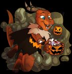  2021 anthro candy_gore claws clothed clothing digital_media_(artwork) grumpy_griffin_creations hi_res horn kobold male open_mouth reptile scalie simple_background smile solo 
